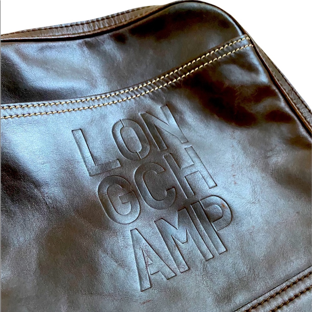 Vintage Longchamp brown leather cross body mini messenger